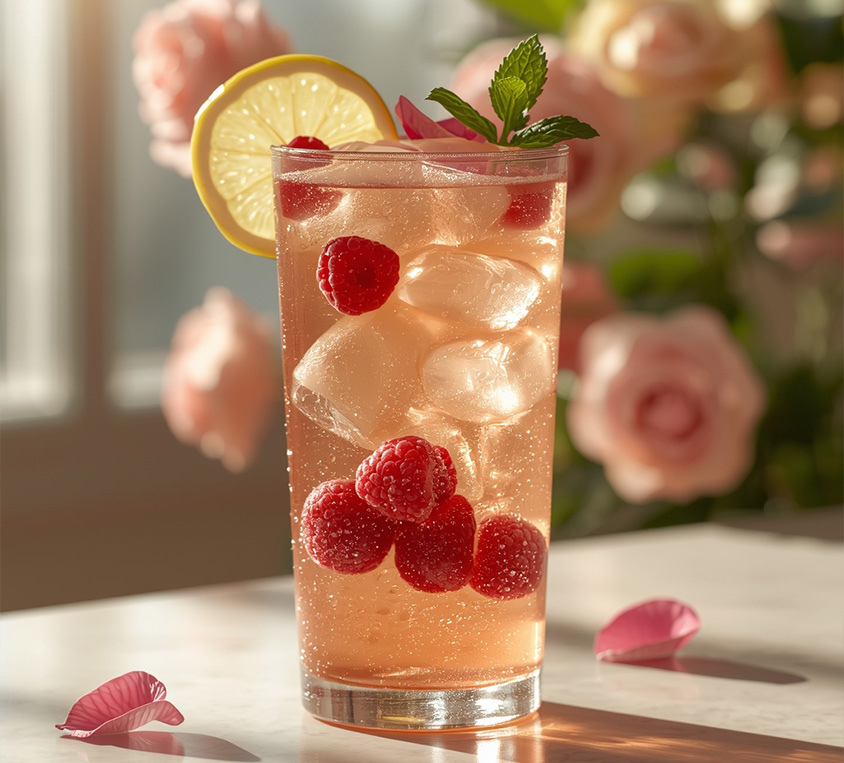 Przepis na mrożoną herbatę Green Rose z maliną i cytryną